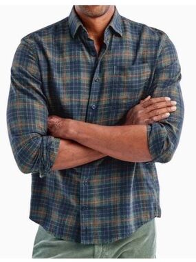 Johnnie-O Hangin Out Sheridan Shirt Size XL Button Up Down Plaid Flannel Green